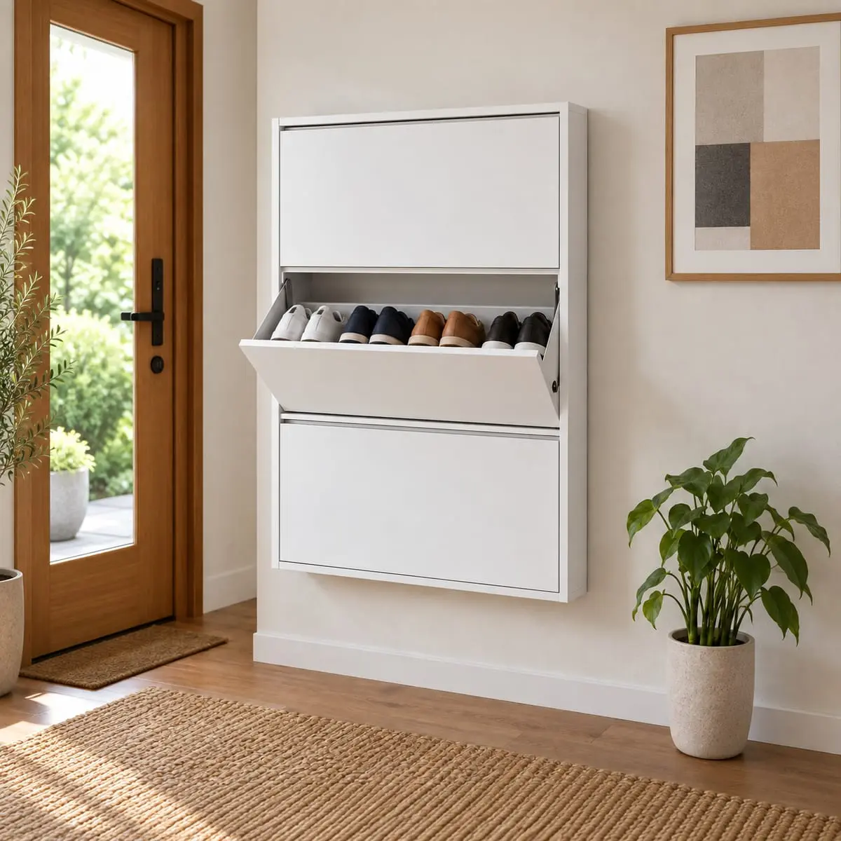 Organizador Vertical Alva com compartimento basculante aberto
